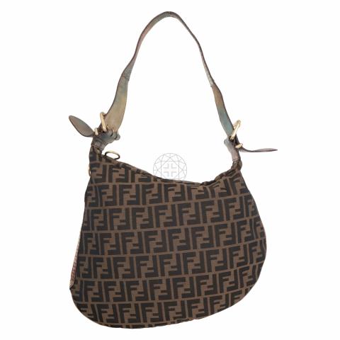 Sell Fendi Zucca Hobo Bag With Lizard Strap Brown HuntStreet